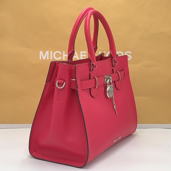 MICHAEL KORS HAMILTON MEDIUM SATCHEL   COLOR: Electric Pink  NWT - Picture 3 of 16
